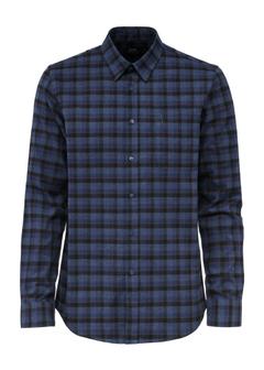 Navy blue men's checkered shirt KOSMT-0333-68(Z24)