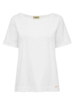 White women's t-shirt with decorative sleeves TSHDT-0127-12(Z24)