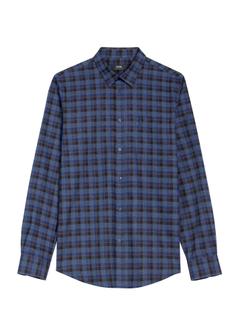 Navy blue men's checkered shirt KOSMT-0333-68(Z25)
