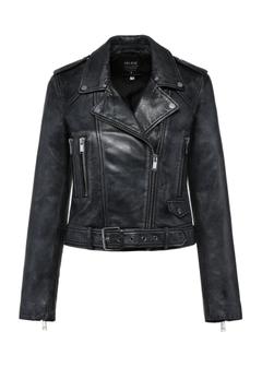 Women's leather jacket in gray KURDS-0371-2834(W25)