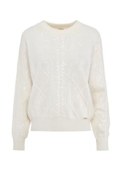 Cream women's sweater with sequins SWEDT-0227-12(Z24)