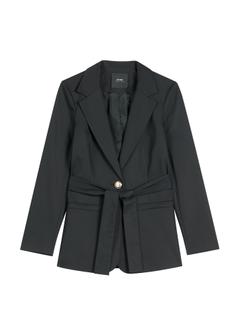 Women's black blazer with belt ZAKDT-0030-99(W26)