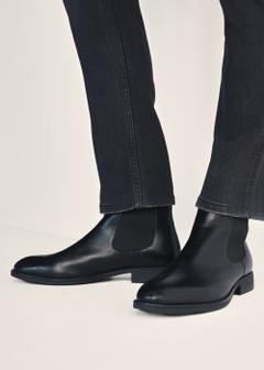 Black leather ankle boots for men BUTYM-0463-99(Z25)