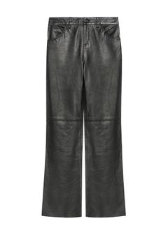 Black wide leather trousers for women SPODS-0038-5339(Z25)
