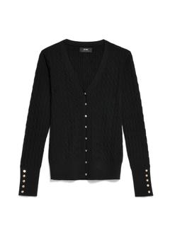 Black women's cardigan with buttons KARDT-0044-99(Z24)