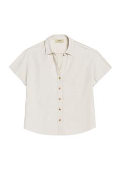 Beige women's linen shirt KOSDT-0179-81(W25)