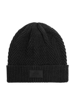 Men's black herringbone cap CZAMT-0057-99(Z25)
