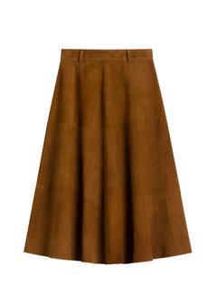 Cognac suede midi skirt SPCDS-0084-1F(W26)