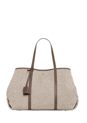 Beige herringbone shopper bag TOREC-1330-1P(Z26)