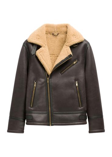 Dark brown men's sheepskin coat KOZMP-0002-1I(Z26)