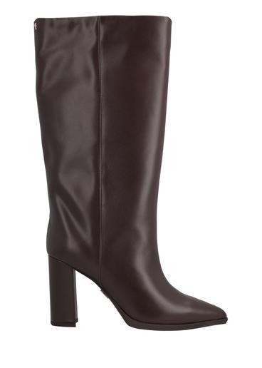 Dark brown leather women's boots BUTYD-1334-1I(Z26)
