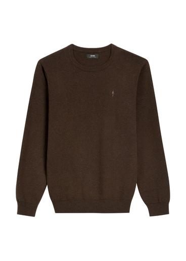 Brown cotton men's sweater SWEMT-0114A-1I(Z26)