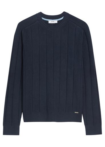 Dark navy blue cotton men's sweater SWEMT-0196-7E(Z26)