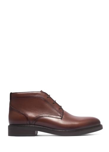 Men's brown leather ankle boots BUTYM-0584-1H(Z26)