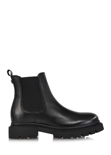 Black women's leather ankle boots BUTYD-1093-99(Z26)