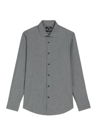 Gray cotton men's slim shirt KOSMT-0367-9D(Z26)
