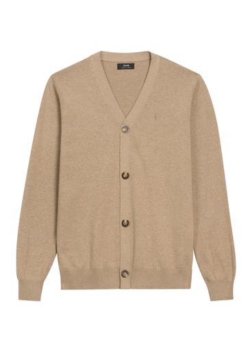 Men's cotton cardigan in camel color KARMT-0003A-1D(Z26)