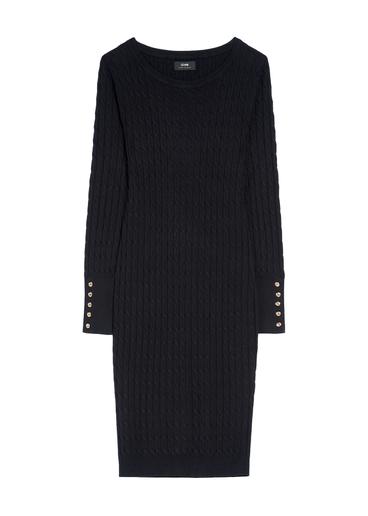 Black midi dress with cable weave SUKDT-0202A-99(Z26)