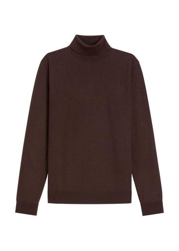 Men's wool turtleneck in dark brown SWEMT-0198-1I(Z26)
