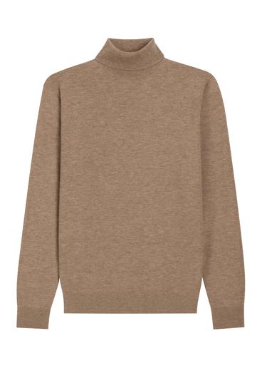 Men's wool turtleneck in camel color SWEMT-0198-1D(Z26)
