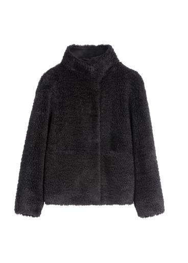 Women's black fur coat FUTDP-0021C-99(Z26)