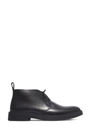 Men's black leather ankle boots BUTYM-0575-99(Z26)