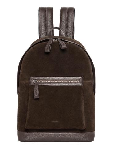 Men's dark brown suede backpack TORMS-0539-1I(Z26)