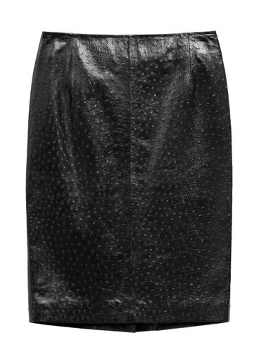 Women's Black Leather Skirt SPCDS-0031-9I(Z26)