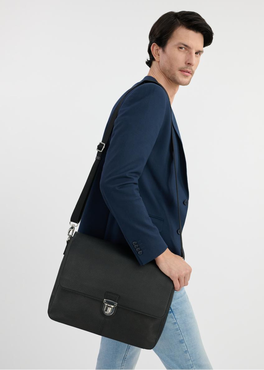 Black leather men's document briefcase TORMS-0449-99(W25)