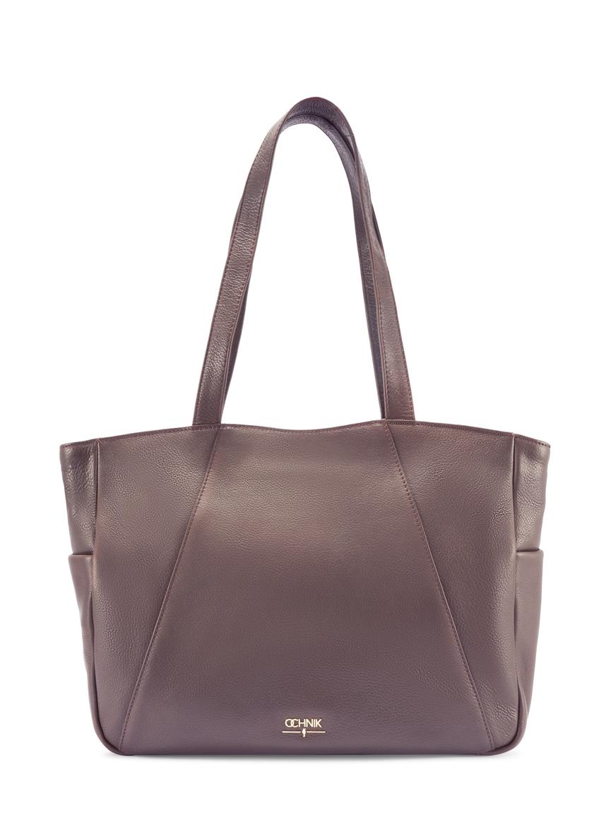 Brown leather women's shopper bag TORES-1255-1I(W26)