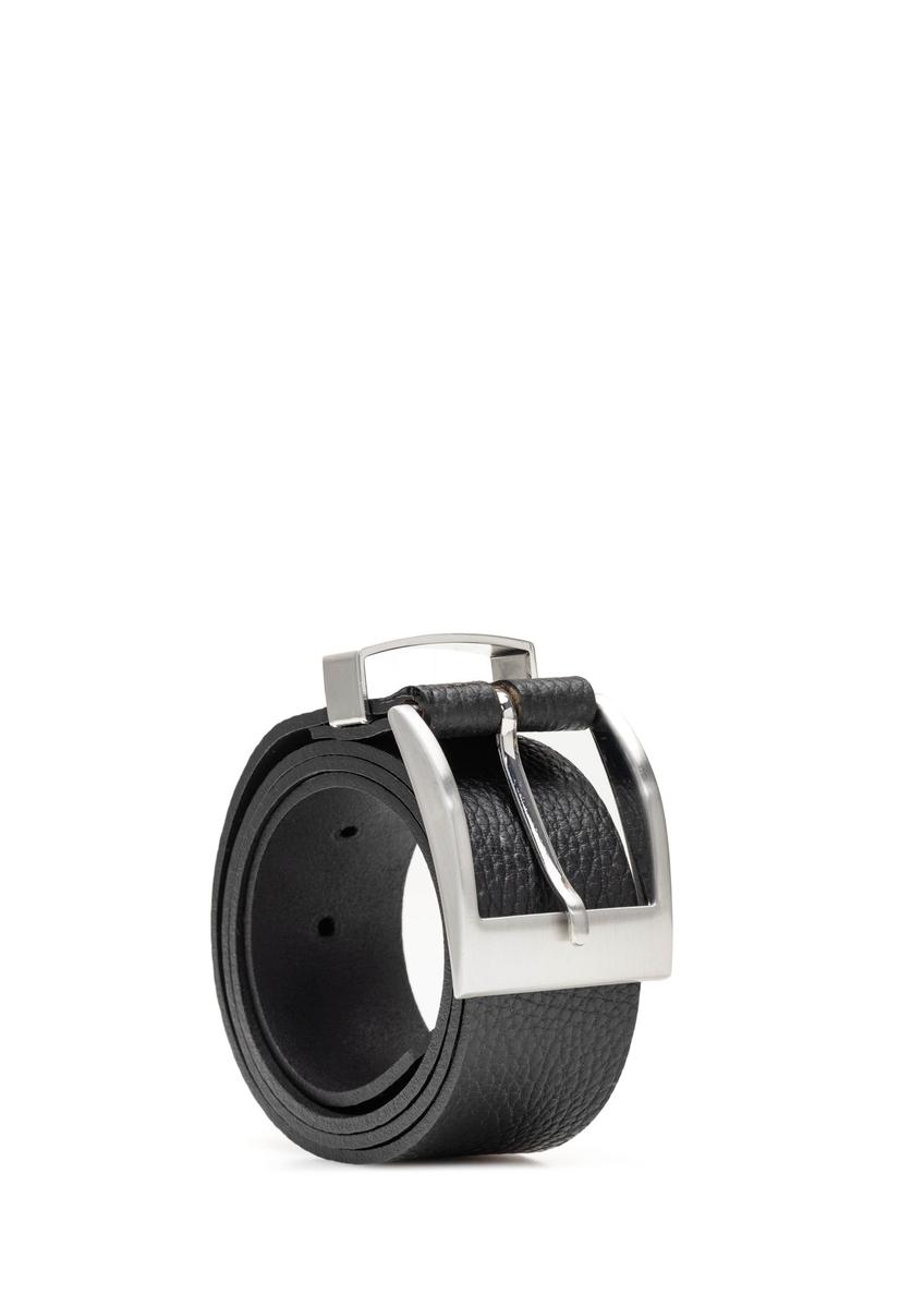 Men's black leather belt PASMS-0274-9I(Z26)