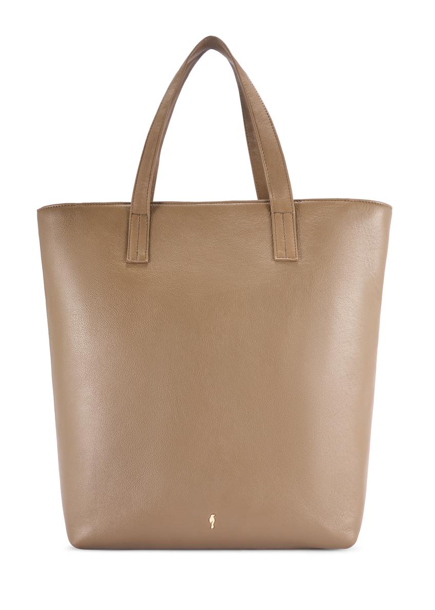 Large beige women's shopper handbag TOREC-0850 F-1K(W26) - front product view, on a white background.
