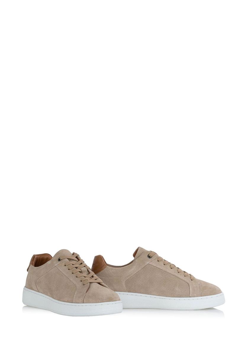 Beige leather men's sneakers BUTYM-0452-81(W24)