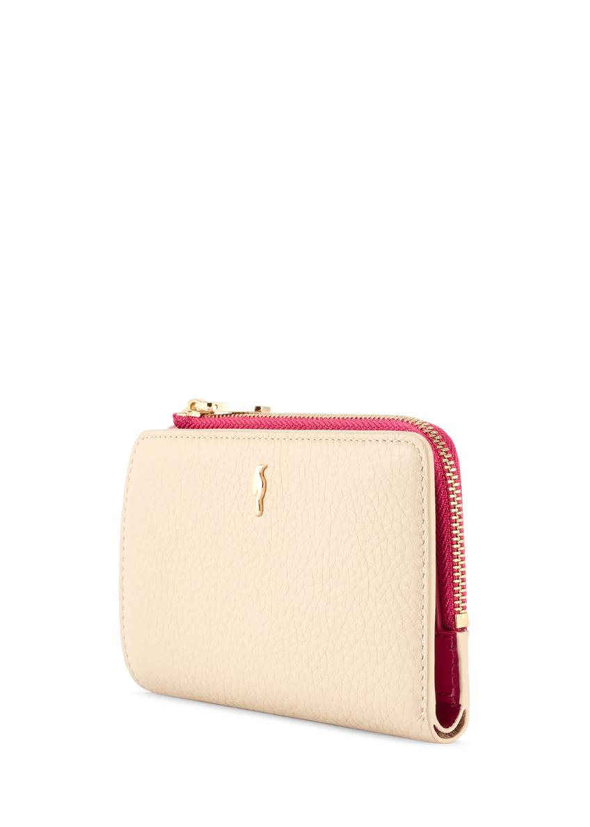 Cream leather women's wallet PORES-0983-0P(W26)