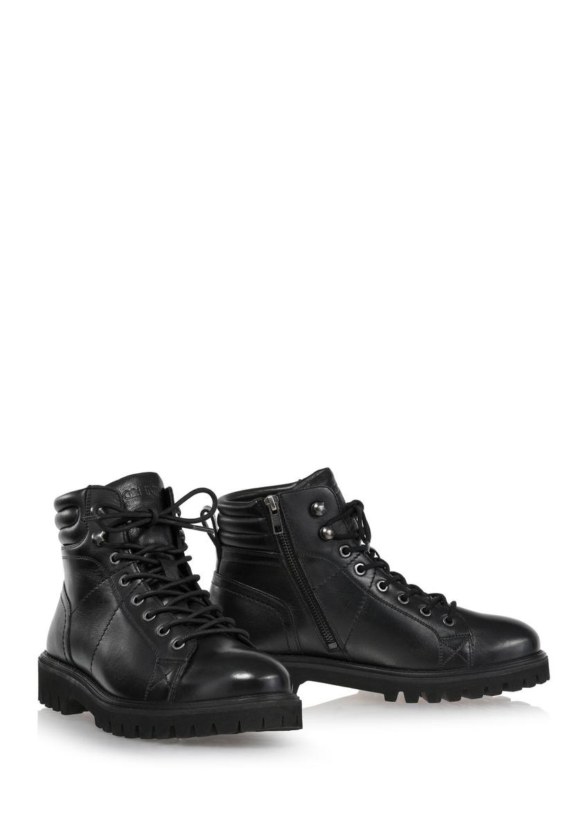 Black leather men's boots BUTYM-0472-99(Z24)