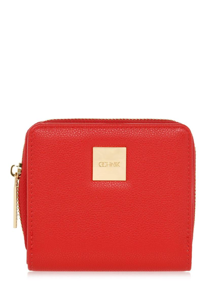 Women's small red wallet with logo POREC-0366-42(W24)-07