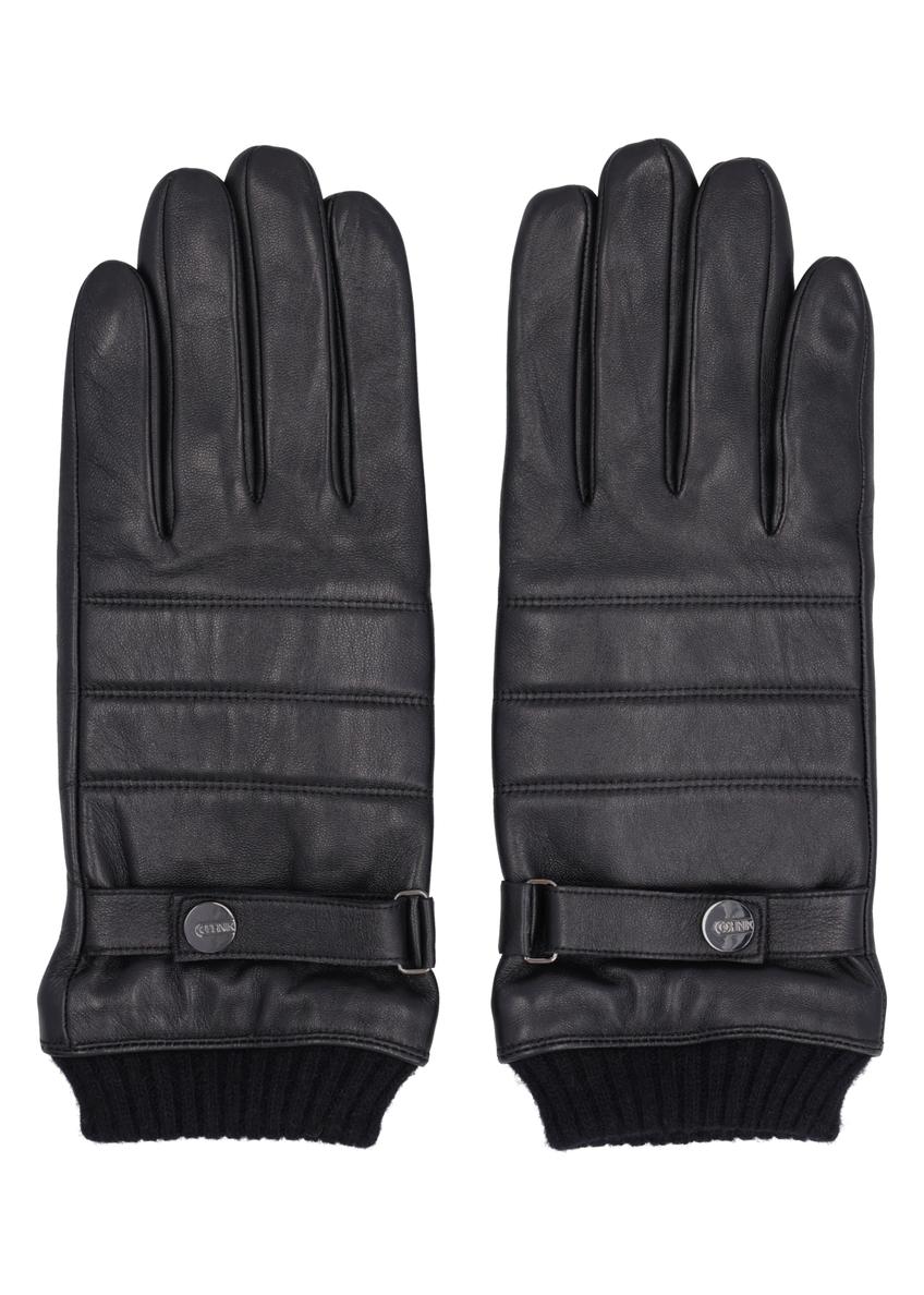 Men's leather gloves with wool lining REKMS-0091-99(Z26)