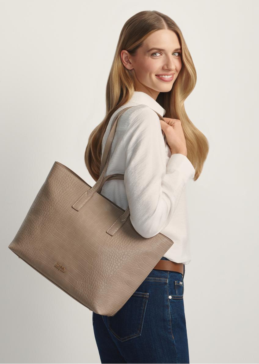 Beige women's shopper bag TOREC-1204-1D(W26)