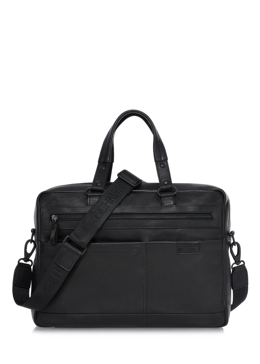 Large black leather briefcase for men TORMS-0416-99(W24)-08