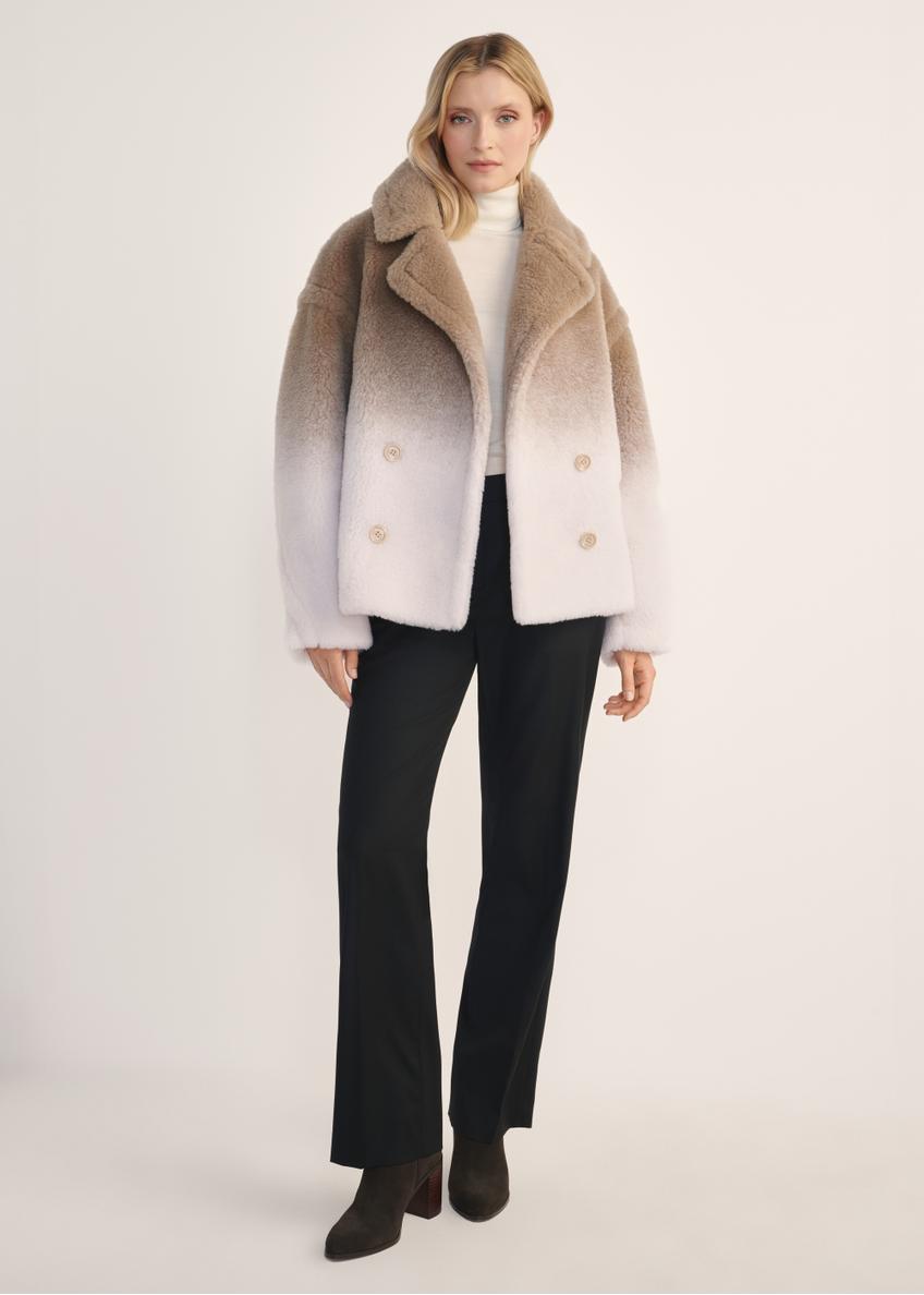 Women's woolen fur coat in beige color FUTDW-0036-81(Z25)
