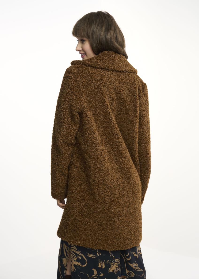 Women's brown fur coat FUTDP-0017A-24(Z23)