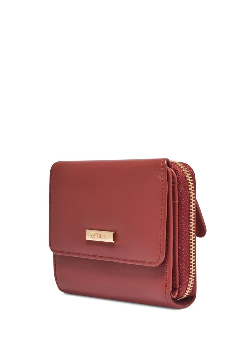 Small red leather women's wallet PORES-1025-3D(Z26)