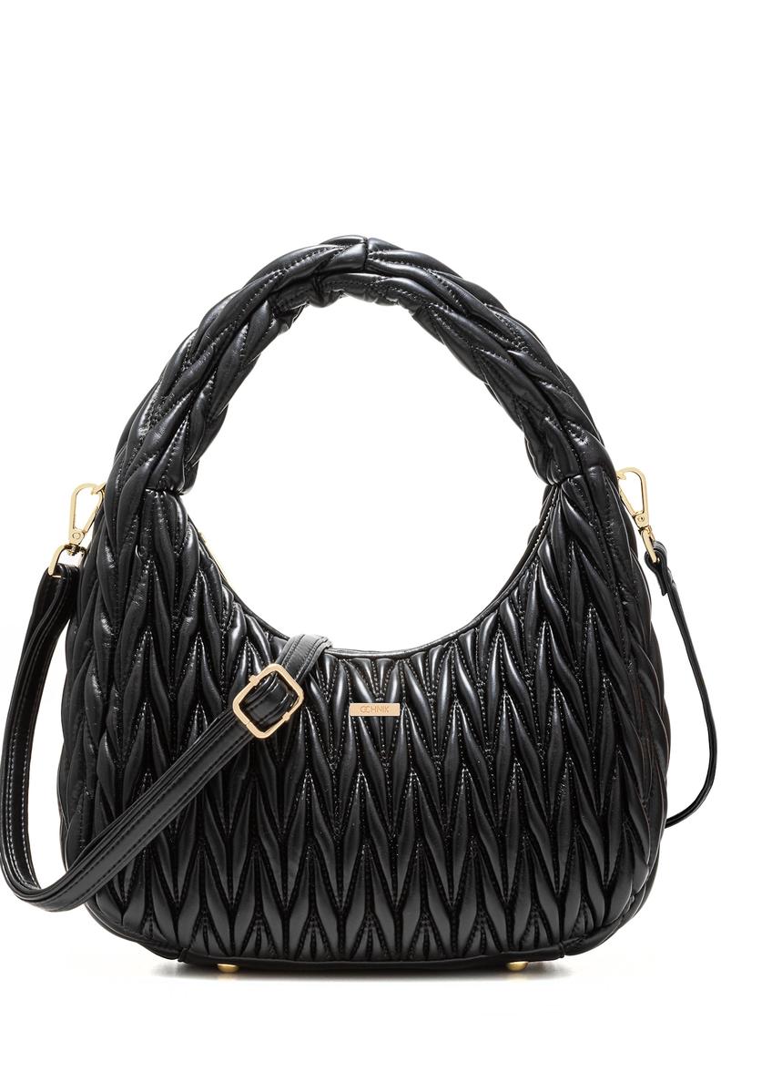 Black women's shoulder bag TOREC-1101-99(Z25), front product view on white background.