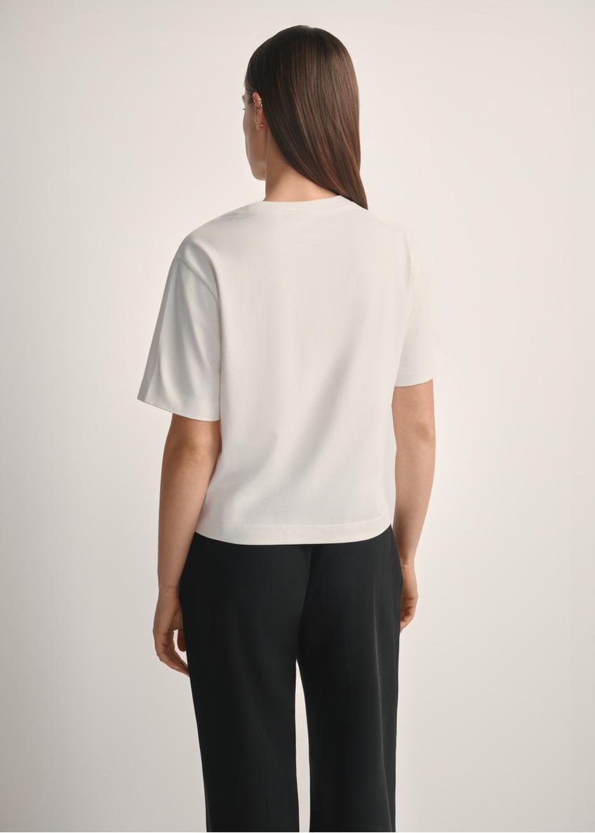 Cream women's cotton T-shirt TSHDT-0138-0B(W26)