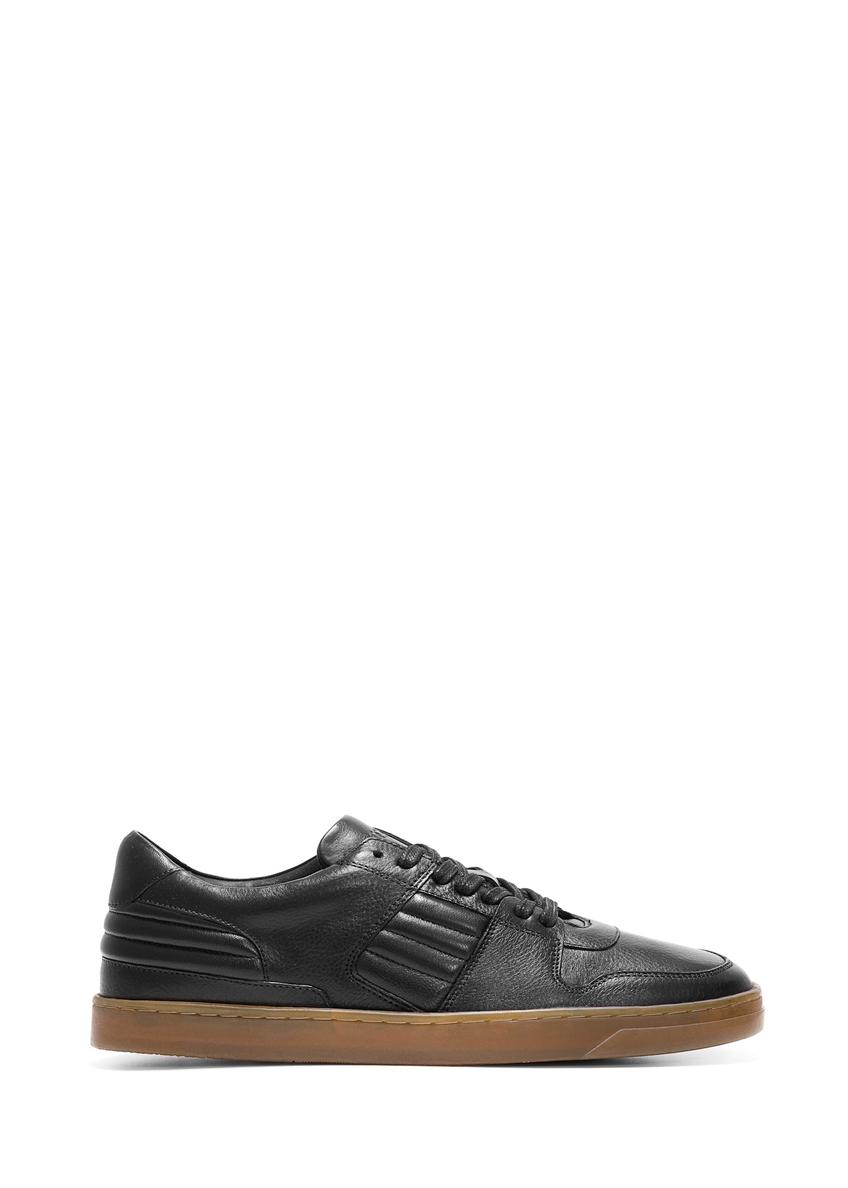 Black men's leather shoes BUTYM-0505-99(Z25), side view of the product on a white background.