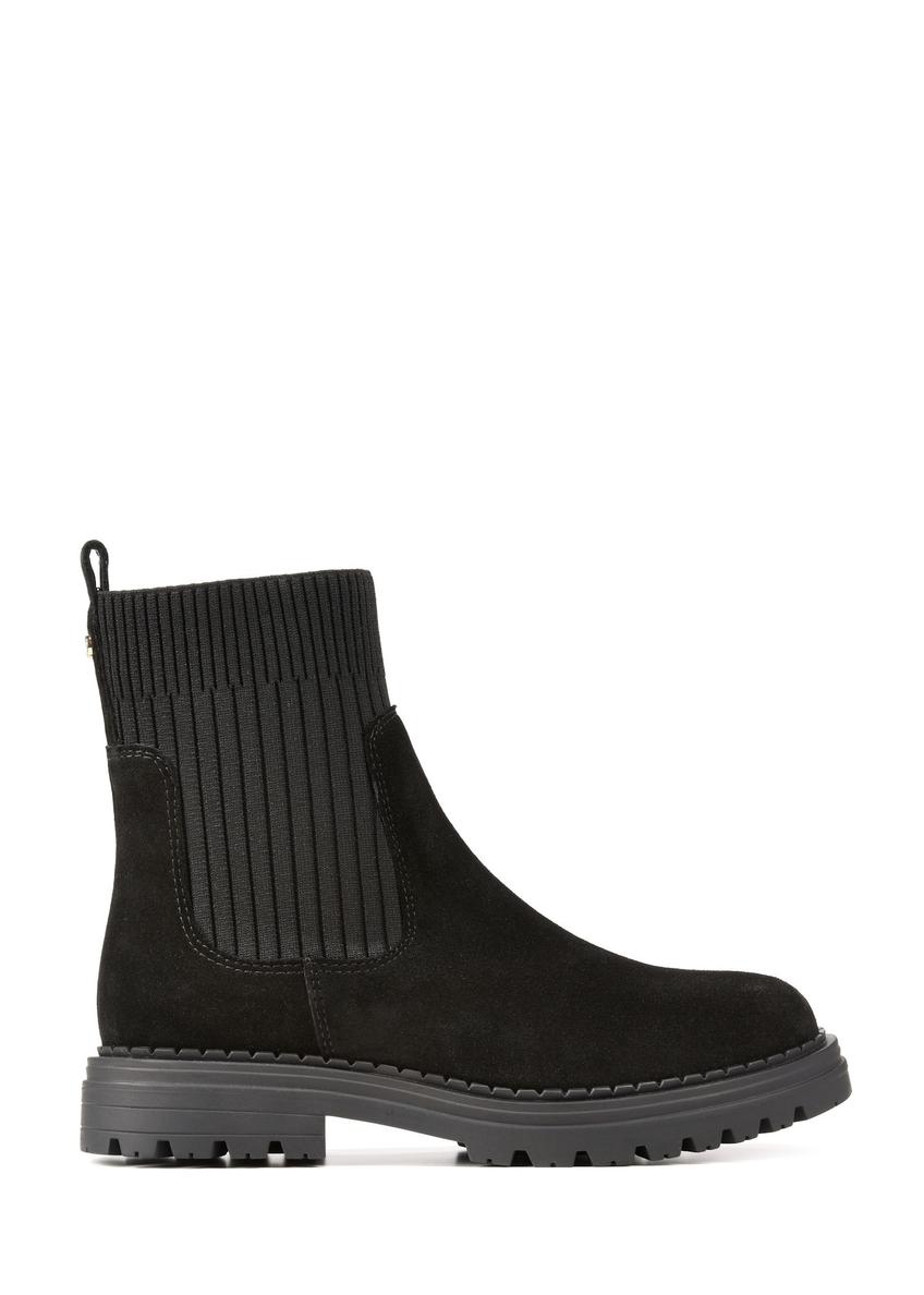 Women's black suede Chelsea boots BUTYD-1194-9E(Z26), side view of the product on a white background.