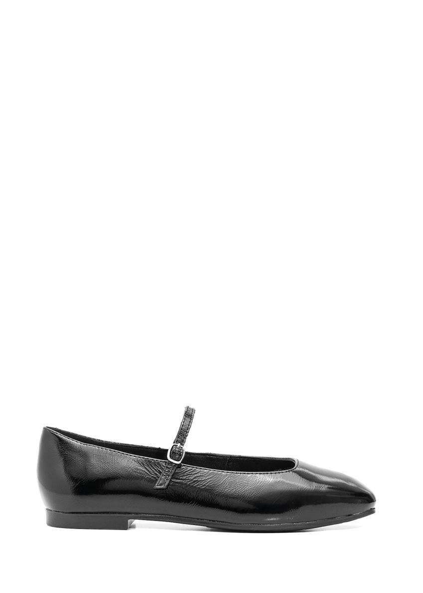 Black leather women's ballerinas BUTYD-1205-97(Z25)
