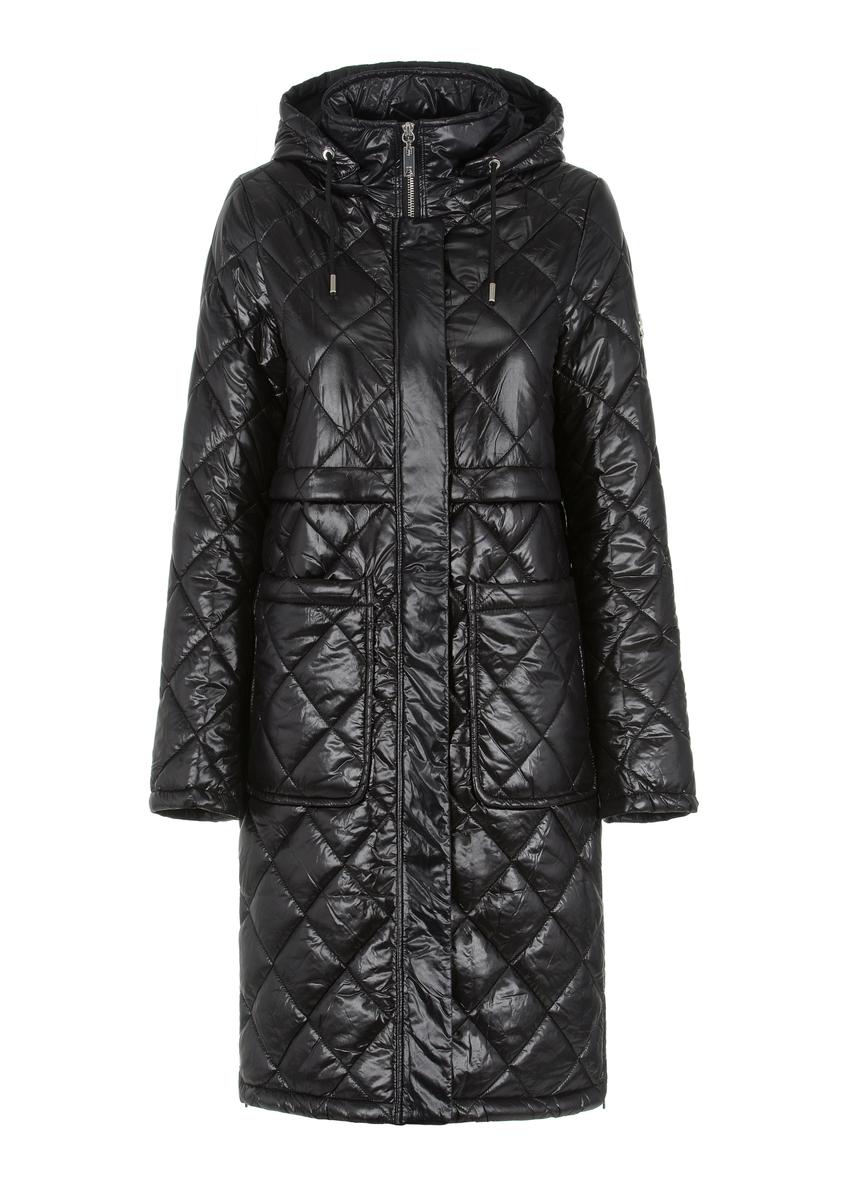 Women's long black jacket KURDT-0476-99(Z23)-05