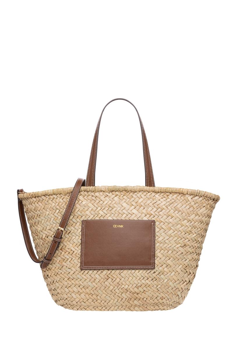 Women's straw shopper bag TOREC-1219-1E(W26), front product view on white background.