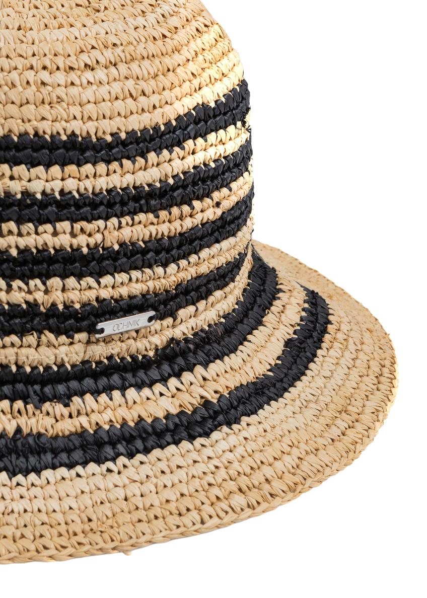 Women's straw hat with black stripes KAPDT-0036-1E(W26)